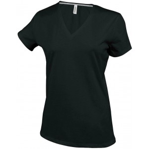 Kariban ni V-nyak pl, Black (T-shirt, pl, 90-100% pamut)